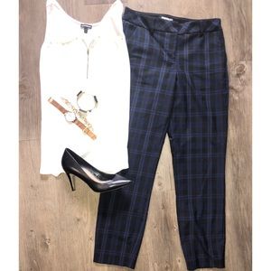 Plaid Mid-Rise Ankle Columnist suit Pants